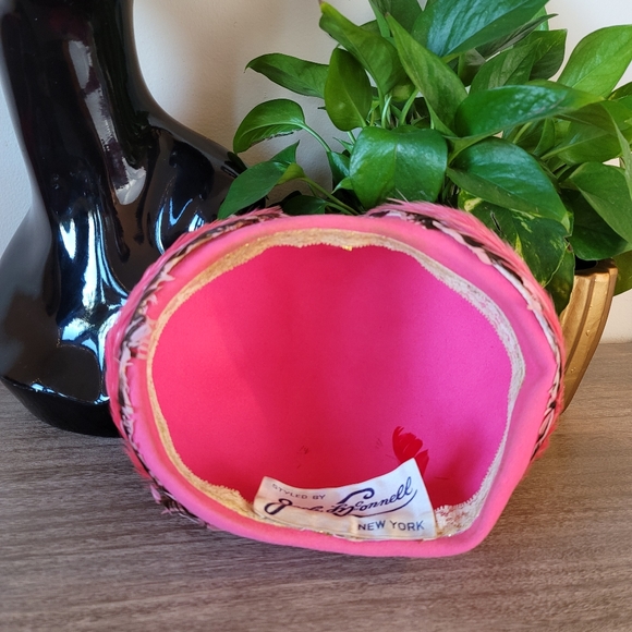 VTG 60s Jack McConnell Wool Felt Feather Hat - Picture 16 of 16